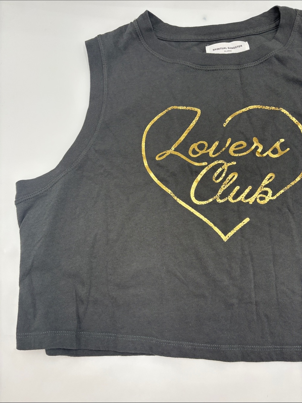Spiritual Gangster Crawford Lovers Club Crop Tank in Ash - Picture 3 of 7